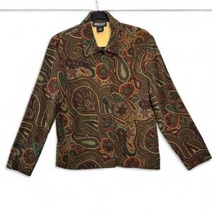 Vtg Briggs Paisley Jacket Psychedelic Hippie Boho Stretch Blazer Academia Sz S